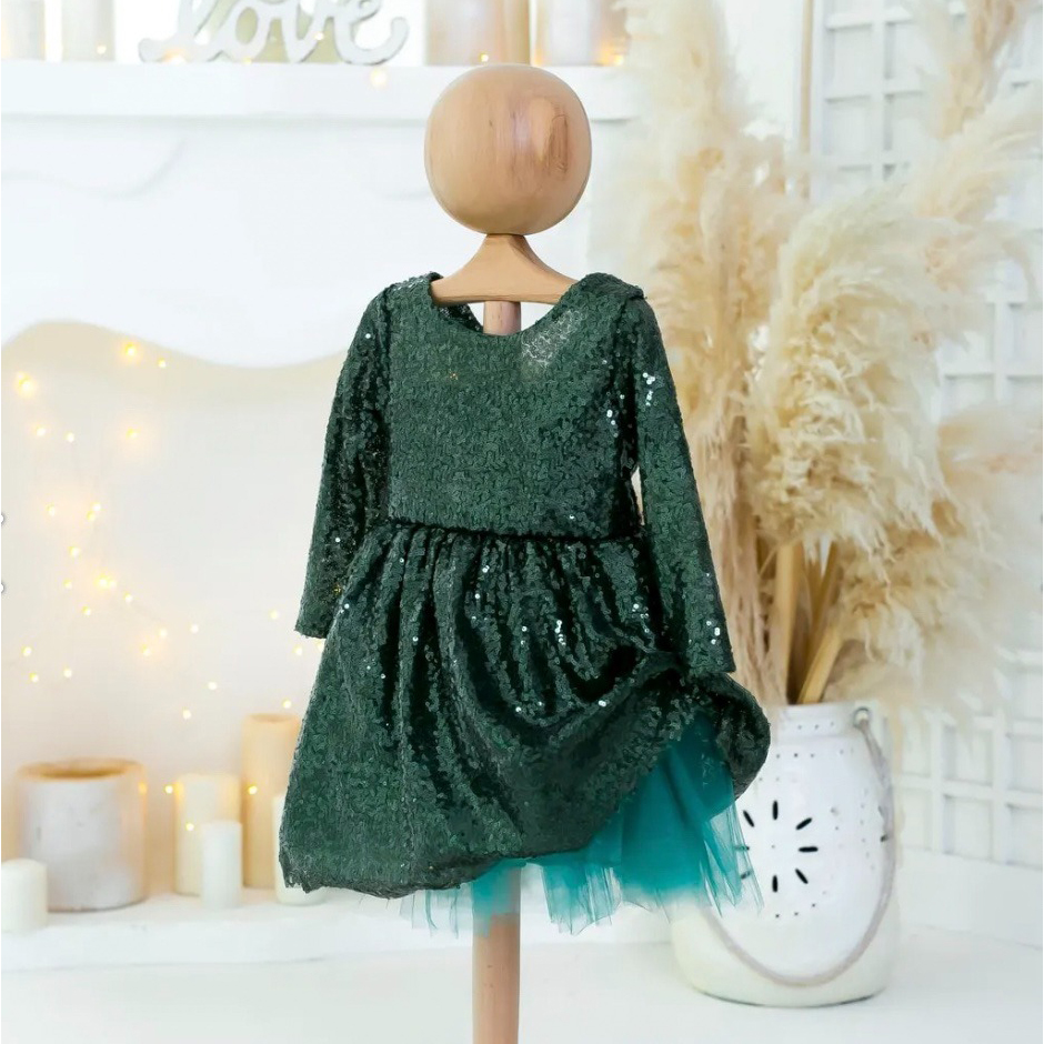 1 Yaş Yeşil Payetli Parti Elbisesi - Tütü - The Soft Concept